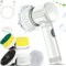 Magic Electric Cleaning Brush USB Rechargeable,Multi Functional Electric Cleaning Brush,Electric Spin Scrubber,Cordless Electric Cleaning Brush,with 5 Brushes for Bathtub,Floor,Wall,Tile (White)
