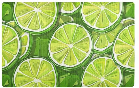Green Lime Slices Door Mat 32x20in Non-Slip Rubber Backing Low Profile Welcome Mat Extra Soft Welcome Mats for Front Back Door and Entryway