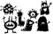 Cartoon Monster Wandtattoo für Kinder Monster ColSilhouette Vinyl Wandaufkleber für Kinder Schlafzimmer-L-54x84cm-Black