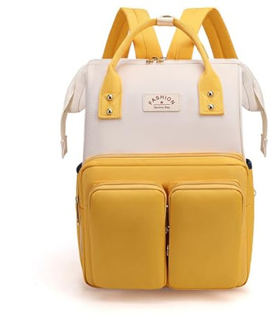 Ybberik Wickeltasche Rucksack mit isolierten Taschen, Kinderwagengurten, groß, wasserdicht, Umstands-Baby-Wickeltasche, gelb, Large, Tagesrucksäcke