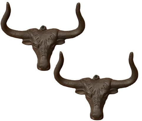 JUOPZKENN Horn-Cowboy-Hut-Aufhänger, Eisen-Cowboy-Hut-Halter, Hut, Cowboy-Hut, Wandhalterung, Hutablage, Longhorn-Haken, 10 X 13 Cm (2Stk)