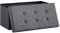 Puff Almacenaje Plegable Mikomika, Baúl de Almacenaje Multifuncional, Taburete Reposapiés, Banco de Cubo Soporta hasta 300 kg, para Sala de Estar, Dormitorio y Entrada - 76 x 38 x 38 cm (Gris)