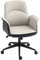 HOMCOM Silla de Oficina Basculante Silla de Escritorio Giratoria Tapizada en PU y Lino Altura Ajustable Reposabrazos Silla de Estudio Carga 120 kg Beige y Negro
