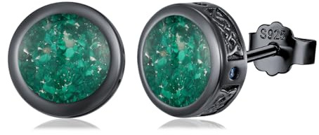PARYFO Wikiger Ohrstecker für Männer 925 Sterling Silber Wikinger Keltische Ohrringe Malachit Schwarz Ohrstecker Wikinger Nordischer Schmuck für Männer Frauen Mädchen