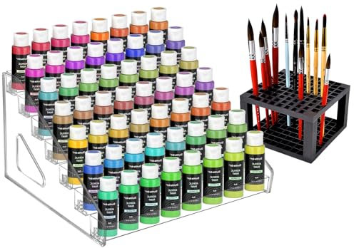 UpChoNice 7-Layer Clear Paint Organizer & Brush Holder, Snap-On Design Miniature Multi-Layer Storage Rack for Model Paints, Alcohol Inks, Nail Polish & Craft Supplies, Easy Assembly
