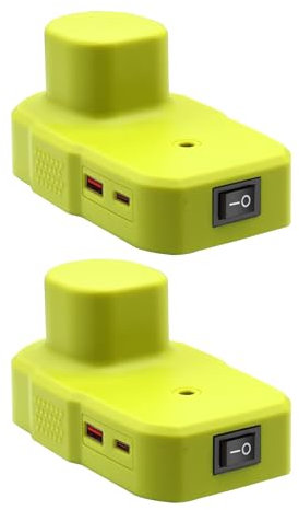 2pack Compatible with Ryobi 18V Battery Adapter, Portable Power Adapter with USB and Type-C Port Power Source Charger Converter for One P743 18-Volt P107 P108 PBP005 PBP006