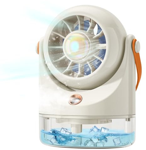 Ventilatore da tavolo molto silenzioso, mini ventilatore USB, mini climatizzatore portatile con batteria, piccolo ventilatore alimentato a batteria per campeggio, viaggi, ufficio, portatile
