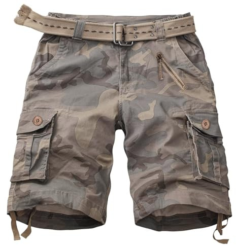 KOCTHOMY Damen-Cargo-Shorts, 17,8 cm, Bermuda-Shorts, Freizeit-Shorts, Sommer-Shorts, Camouflage-Shorts mit Reißverschlusstaschen, ohne Gürtel