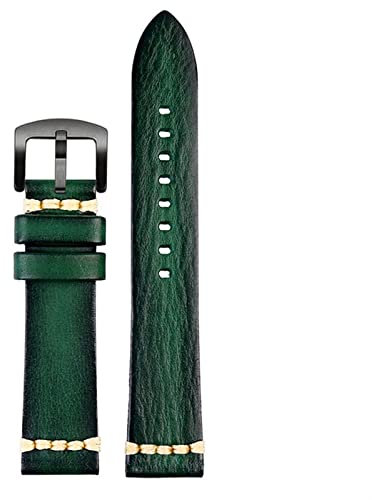 ZCCZJS Handgefertigtes echtes Leder Uhrengurt 20mm 22 mm24 für Citizen Omega Mido für Huawei GT Herren Uhren Braunblaugrün