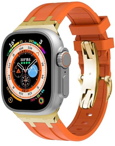 IRFKR Correa de goma para Apple Watch Ultra 49mm, correas de reloj Serie 8 7 45mm, banda deportiva suave para iWatch 6 5 4 SE 44mm 42mm, pulsera de silicona(Orange gold,38/40/41mm)