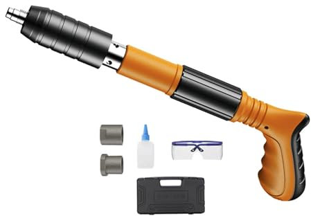 TIEOAXFT Manual Steel Nail Gun for Concrete Walls,Mini Handheld Powerful Nailer Tool for Ceiling Installation Woodworking,Nailing Tools(Orange Set)