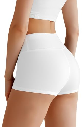 AOOSA Shorty Taille Haute pour Femme, Anti-Transparent Hot Pant de Sport, Anti-Frottement Push Up Mini Leggings Confortable Respirant Yoga Fitness Course à Pied Cyclisme Entraînement