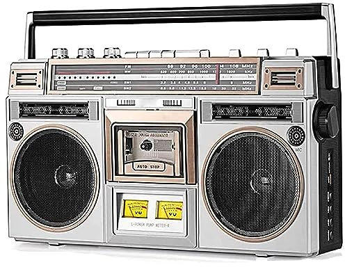 Klassischer 80er Jahre Stil Retro CD Player Tragbarer Kassettenspieler Radio, Retro Bluetooth Tape Recorder AM/FM Radio, Unterstützung SD/USB-Eingang, Kassettenrekorder für Familientreffen, Reisen