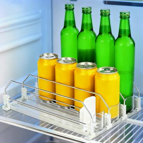 Euablfo Automatisch GeträNkehalter KüHlschrank, 3 Reihen Kühlschrank Organizer Dosen, 31×25cm Getränke Organizer Kühlschrank, Kühlschrank Organizer Für Getränke, Bier, Soda