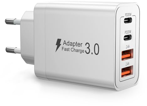 Chargeur USB C Rapide, 40W Multiport Prise USB C, Bloc Chargeur Charge Rapide, Adaptateur Secteur, Android Téléphones, iPhone, Samsung, Appareils Electroniques, Compact, Sécurisé, Idéal pour le Voyage