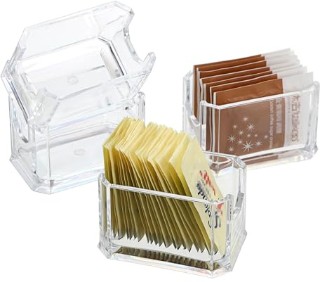 Genérico 4-Pack Porta sobres de azúcar acrílico Organizador saquitos té Dispensador condimentos con diseño moderno para restaurantes oficinas cafeterías hoteles reuniones familiares banquetes fiestas