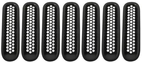 Front Grille For Wrangler JK 2007-2015 2 Door & Unlimited 4 Mesh Clip-in Inserts Grille Guard 7PCS Front Car Grills Radiator grille(Matte black 7pcs)