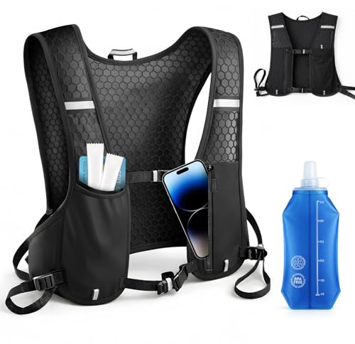 Running Vest, Hydration Vest with Water Bottle, Running Vest for Mens & Women, Running Backpack, Adjustable, Reflective Strips, Unisex