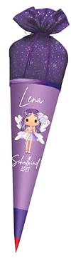 Generisch Personalisierte Schultüte aus Stoff mit Name – Lila Zuckertüte für Mädchen – Wunschmotiv – Einschulung 2026 – Schultüte personalisiert (Fee)
