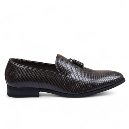 Infinity Leather Dolcetto Herren-Slipper aus braunem Leder mit Quasten