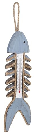 Toddmomy Termometro Installazione Facile in Legno da Esterno Vintage a Forma di Pesce Sensori Alta Precisione, Decorazione da per Casa e Area Living