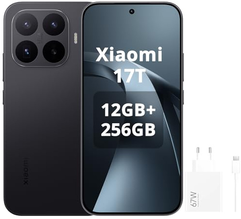 XIAOMI 17T Smartphone 12GB+256GB- Handy mit Android, 6,59 Zoll 120Hz Eye-Care Display, 6500mAh Silizium-Kohlenstoff-Akku, Leica 5X Telekamera, Schwarz, Included 67W Charger