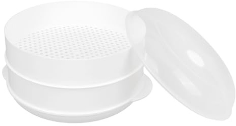 NIYANGLE Vaporera de Plástico para Microondas de Doble Capa Orificios de Ventilación y Retención de Humedad para Cocinar al Vapor Panecillos y Alimentos Hogar