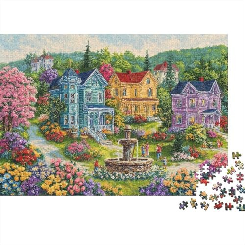 Victorian Garden Villa 1000 Piece Jigsaw Puzzle Paper for Adults Fountain Flower Scene Relaxing Focus Home 38x26cm/1000pcs