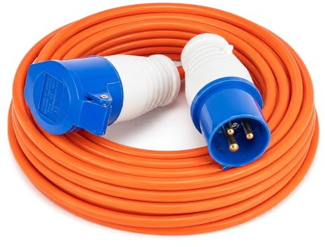 EVERGOODS 25m Heavy-Duty Caravan Extension Cable (240V 16A) — Camping Power Connection Cable, 3-Core Copper Mains Cable, Outdoor Extension Lead; Suitable for Campervans, Caravans (25M)