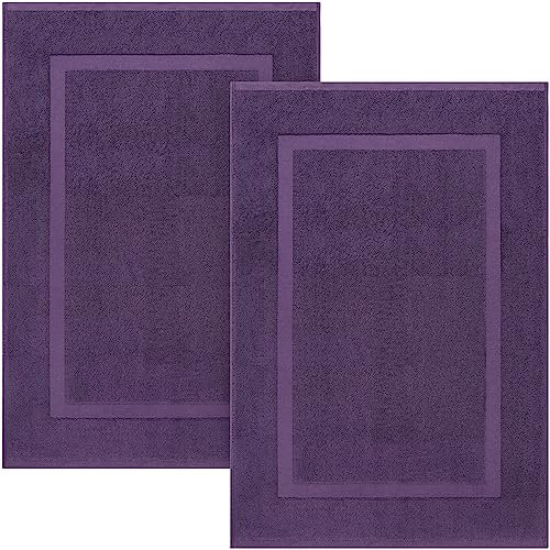 Utopia Towels - 2er Pack groß Badematte Badvorleger (53 x 86 cm) - 100% Baumwolle Frottee -Waschbare Badteppich (Pflaume)
