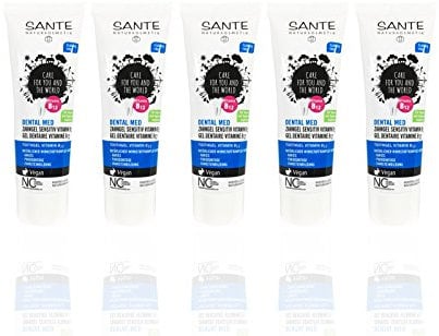 SANTE Zahngel Vitamin B12 (5 x 75 ml) minzig-süßlicher Geschmack, Bio Zahnpasta, Vegan, Fluoridfrei, Naturkosmetik