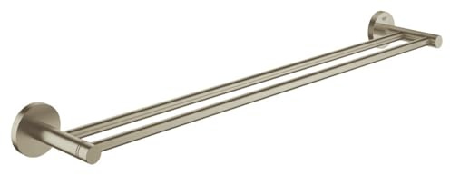 GROHE Essentials - Doppel-Badetuchhalter (654 mm, verdeckte Befestigung, geeignet zum Bohren), nickel gebürstet, 40802EN1