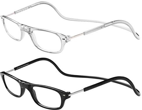 TBOC Pack: Lesebrille Lesehilfe für Herren Damen – (Zwei Einheiten) Dioptrien +2.50 Transparent und Schwarz Fassung Stärke PC Handy Faltbar Frau Mann Magnetverschluss Clip Alterssichtigkeit Presbyopie