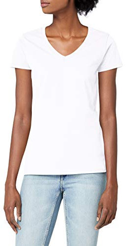 Fruit of the Loom Women's V-Neck Valueweight T-Shirt, White, 16 (Manufacturer Size:X-Large)