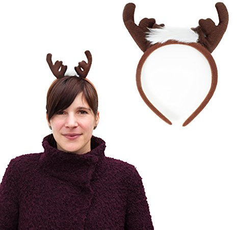 Oblique Unique® Rentier Hirsch Geweih auf Haarreif I Rehkostüm I Weihnachten Fasching Karneval Party