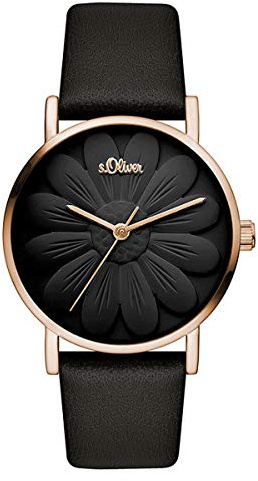 s.Oliver Damen Analog Quarz Armbanduhr mit Leder Armband SO-3545-LQ