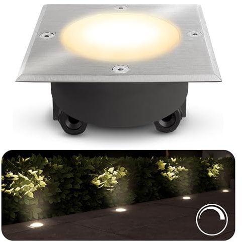 SSC-LUXon LED Bodeneinbaustrahler VIROK dimmbar für Außen IP67 rund mit Durchgangsverdrahtung - Spot inkl GX53 LED 4,5W warmweiß 230V