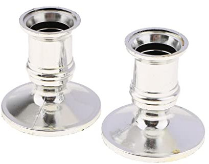 F Fityle 2pcs Porte Bougie Plaqué Argent/Or Votive Bougies Titulaire pour Bougies Faux Cierges Décoration de pour, Argent