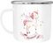 SpecialMe® Emaille-Tasse mit Namen Einhorn Motiv Emaille-Becher personalisierte Geschenke Namensbecher Unicorn weiß-metall Emailletasse