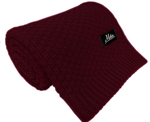 Mikos Baby Strickdecke Kuschelige Decke ideal als Baby Decke, Erstlingsdecke, Wolldecke oder Baby Kuscheldecke 80x100 I 100x120 (1033) … (Dunkelrot, 100x120)