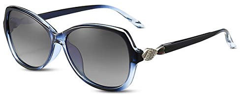 LumiSyne Polarisierte Sonnenbrille Damen Mode Verlaufsglas Elegant Exquisit Diamant Verzierter Rahmen UV400 Schutz Übergroßer Stil Brillen Draußen Reise Geschenk