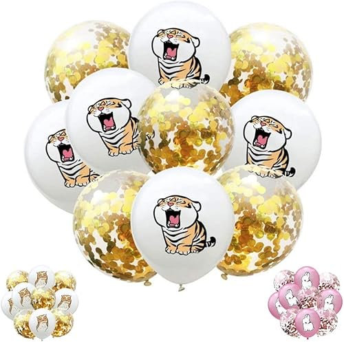 DIWULI Tiger Luftballons 10 Stück Konfetti Gold Ballons