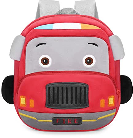 Nette Kleine Kleinkind Kinder Rucksack Plüsch Tier Cartoon Mini Kinder Tasche für Baby Mädchen Junge Alter 1-3 Jahre Rotes Feuerwehrauto
