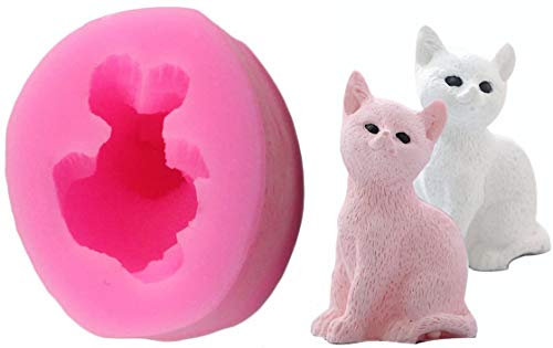 3D-Katzen-Kerzenform, kleine Größe, niedliche Katze, Silikonform für Fondant, Mini-Seife, Polymer-Ton, Wachs, Buntstift