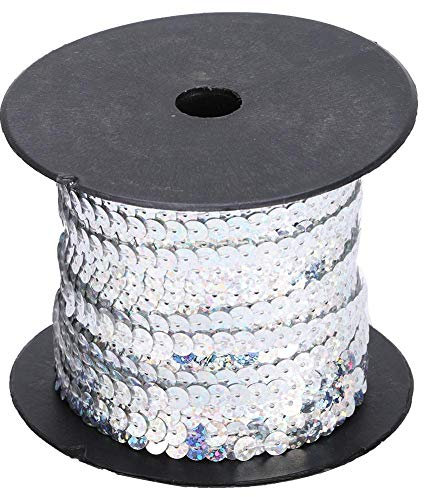 Cikonielf 100 Yard Paillette Paillette Trim String Paillettenschnur 6mm Dekoratives Accessoire für Schmuckherstellung, Bandherstellung, Kostüme, Nähen und Verzierungen(glänzendes Band)