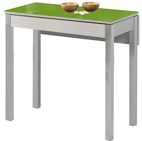 ASTIMESA Mesa de Cocina con Ala Caída de Cristal Verde 50x90cm