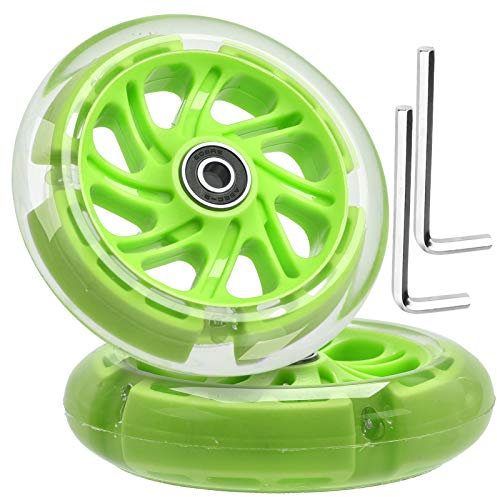 OTFAITP 120 mm x 28 mm beleuchtete Kick-Scooter Vorderräder, 8 mm Außendurchmesser, LED-Lager, Skateboard, leises Blinkrad mit Kugellagern, ABEC-9 für faltbaren Micro-Mini-Roller mit 2-3-4 Rädern,