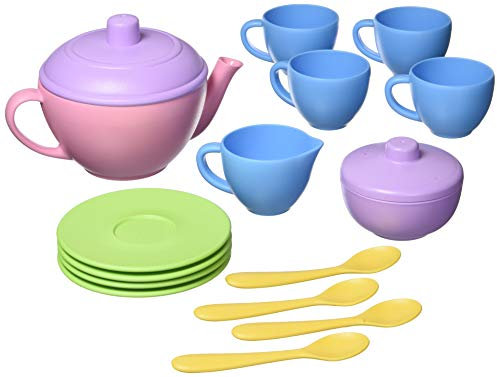 Green Toys Juego de té, color rosa 4C – Juego de simulación, habilidades motoras, lenguaje y comunicación, juguete de rol para niños. Sin BPA, ftalatos, PVC. Apto para lavavajillas, plástico