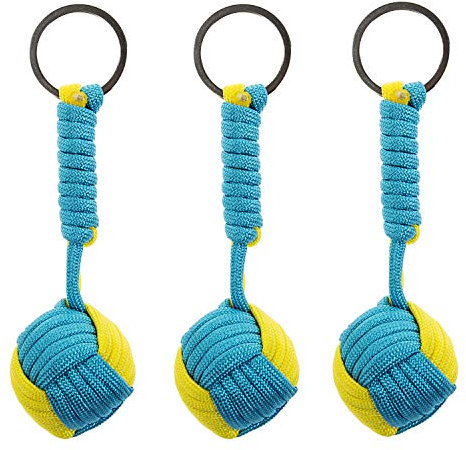 LOT DE 3 PORTE CLÉ TRESSÉE PARACORDE BOULE | PORTE CLÉ TRÈS PRATIQUE | IDÉAL SURVIE RANDONNÉE CAMPING | MARQUE 100% FRANÇAISE