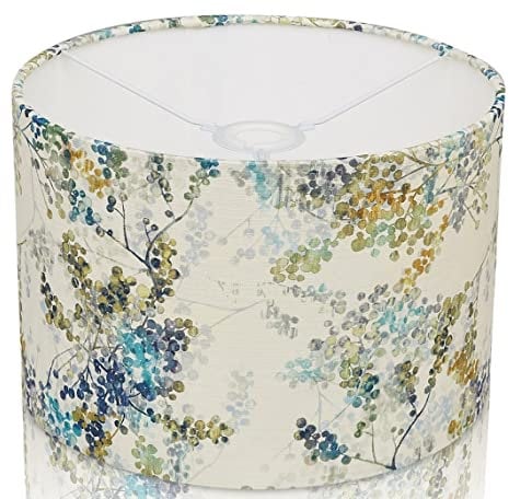 New Fibre NATURELLE Giverny Floral LAMPSHADE - Camille PERVENCHE Drum Ceiling Light/Table LAMP Shade 8''(20cm), 10''(25cm), 12''(30cm), 14''(35cm), 16''(40cm) (12''(30cm) Diameter Ceiling Lampshade)